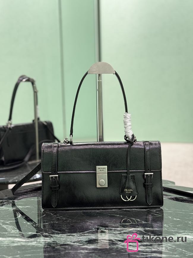 Prada Medium Leather Handbag 1BN026 Black - 32x16.5x10cm - 1