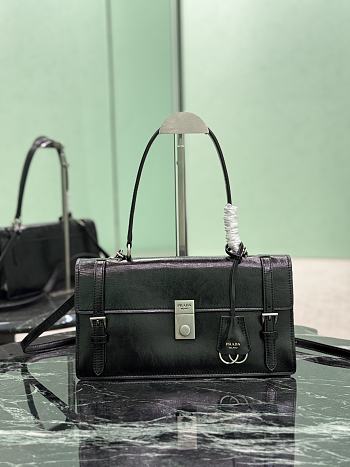 Prada Medium Leather Handbag 1BN026 Black - 32x16.5x10cm