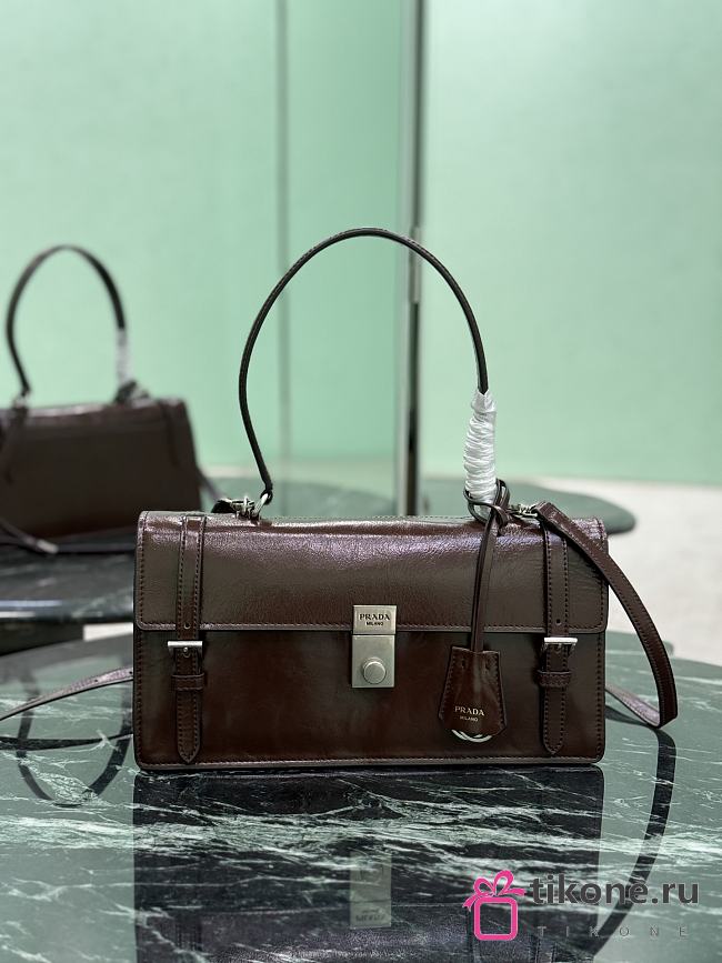 Prada Medium Leather Handbag 1BN026 Brown - 32x16.5x10cm - 1