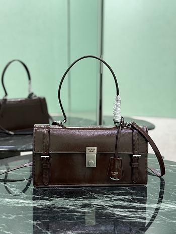 Prada Medium Leather Handbag 1BN026 Brown - 32x16.5x10cm