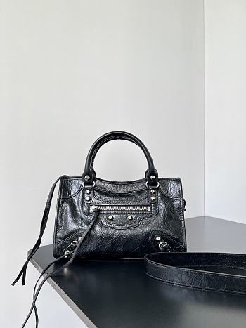 Balenciaga Le City Bag Mini in Black Arena Lambskin - 23.8x16x6.3cm
