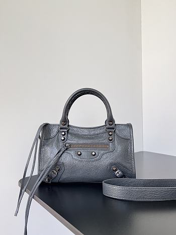 Balenciaga Le City Bag Mini in Gray Arena Lambskin - 23.8x16x6.3cm