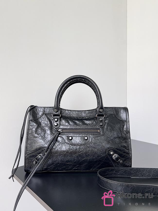 Balenciaga Le City Bag Small in Black Arena Lambskin - 29.9x19.1x9.9cm - 1
