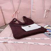 Miumiu Ivy Raffia Effect Woven Tote Bag 5BG231 Cocoa/Chalk White - 40x35cm - 4
