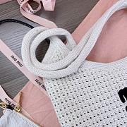 Miumiu Ivy Raffia Effect Woven Tote Bag 5BG231 Chalk White/Black - 40x35cm - 6