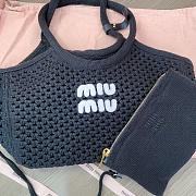 Miumiu Ivy Cotton Mesh Tote Bag 5BG281 Black/Chalk White - 28x26x12.5cm - 6