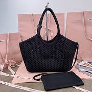 Miumiu Ivy Cotton Mesh Tote Bag 5BG281 Black/Chalk White - 28x26x12.5cm - 5