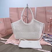 Miumiu Ivy Cotton Mesh Tote Bag 5BG281 Chalk White/Black - 28x26x12.5cm - 3
