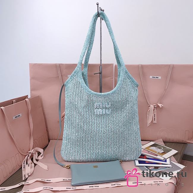 Miumiu Ivy Sequin Mesh Bag 5BG231 Anise - 40x35cm  - 1