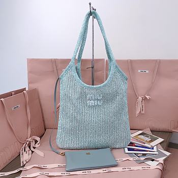 Miumiu Ivy Sequin Mesh Bag 5BG231 Anise - 40x35cm 