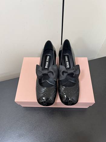 Miumiu Patent Leather Pumps With Bow Black 4cm