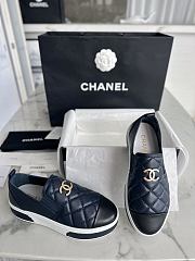 Chanel Quilted Logo Slip On Espadrille Sneakers Navy - 4