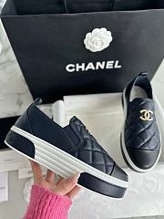 Chanel Quilted Logo Slip On Espadrille Sneakers Navy - 2