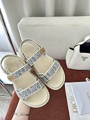 Dioract Sandal Chambray Blue Jacquard with Ecru Dior Oblique Raffia - 6