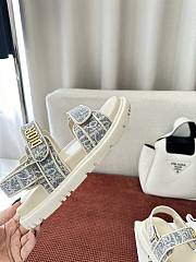 Dioract Sandal Chambray Blue Jacquard with Ecru Dior Oblique Raffia - 4