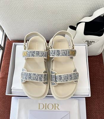 Dioract Sandal Chambray Blue Jacquard with Ecru Dior Oblique Raffia