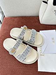 Dioract Slide Chambray Blue Jacquard with Ecru Dior Oblique Raffia - 6