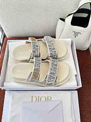 Dioract Slide Chambray Blue Jacquard with Ecru Dior Oblique Raffia - 5