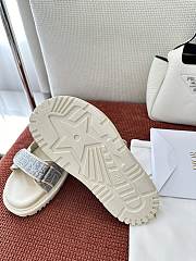Dioract Slide Chambray Blue Jacquard with Ecru Dior Oblique Raffia - 4