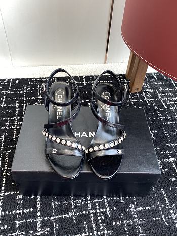 Chanel Diamond Heel Sandals Black 