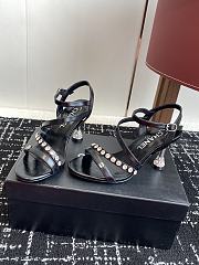 Chanel Diamond Heel Sandals Black  - 5