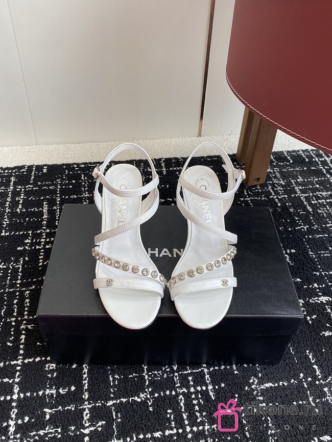 Chanel Diamond Heel Sandals White - 1