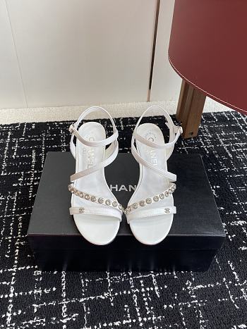 Chanel Diamond Heel Sandals White
