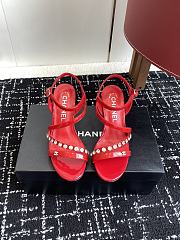 Chanel Diamond Heel Sandals Red - 1
