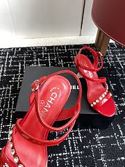 Chanel Diamond Heel Sandals Red - 6