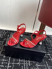 Chanel Diamond Heel Sandals Red - 5