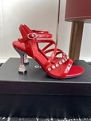 Chanel Diamond Heel Sandals Red - 4