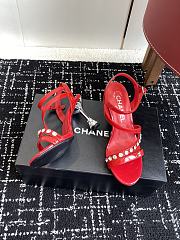 Chanel Diamond Heel Sandals Red - 3