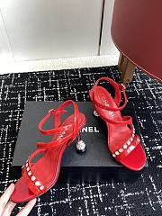 Chanel Diamond Heel Sandals Red - 2