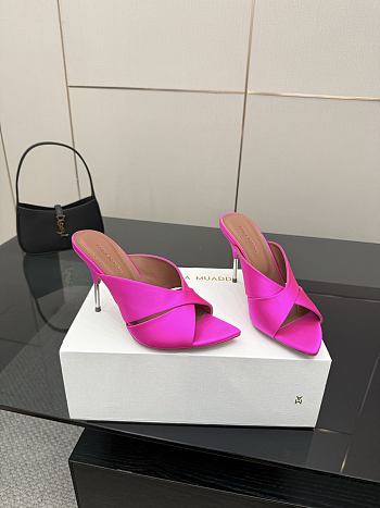 Amina Muaddi Satin Mule Pink