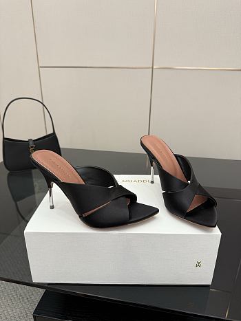 Amina Muaddi Satin Mule Black