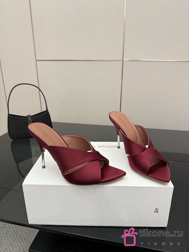Amina Muaddi Satin Mule Red - 1