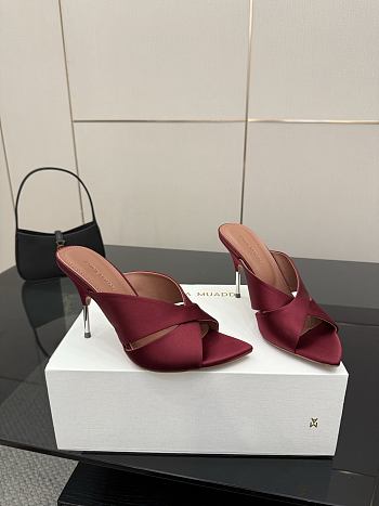 Amina Muaddi Satin Mule Red