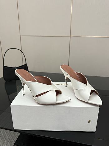 Amina Muaddi Satin Mule White