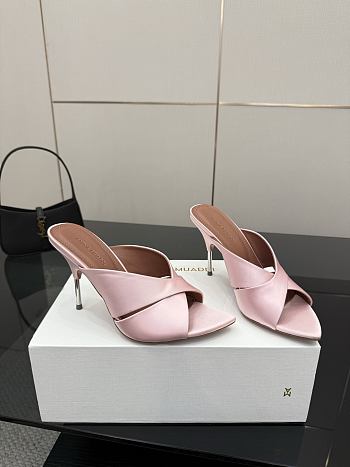 Amina Muaddi Satin Mule Light Pink
