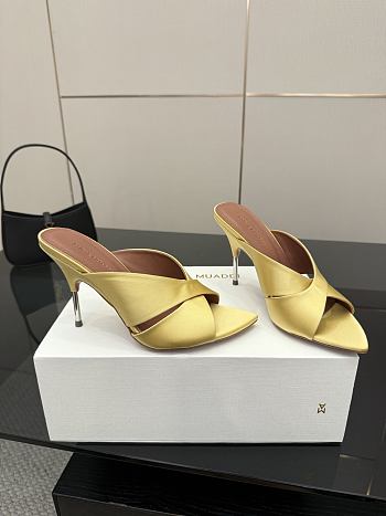 Amina Muaddi Satin Mule Yellow