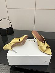 Amina Muaddi Satin Mule Yellow - 3