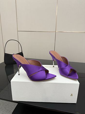 Amina Muaddi Satin Mule Purple