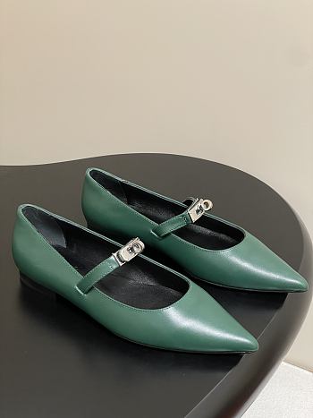 Hermes Kelly Ballet Flat Green