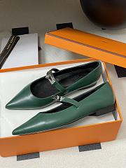 Hermes Kelly Ballet Flat Green - 2