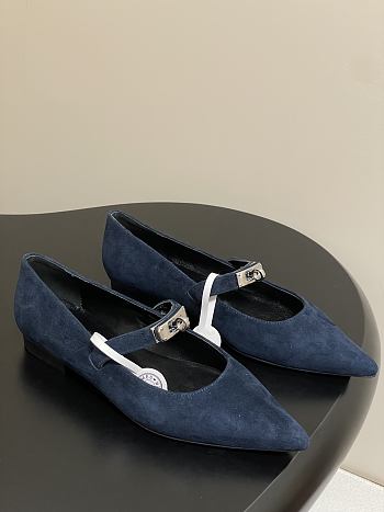 Hermes Kelly Ballet Flat Suede Navy