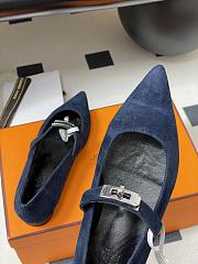 Hermes Kelly Ballet Flat Suede Navy - 6