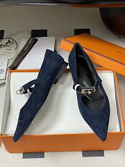 Hermes Kelly Ballet Flat Suede Navy - 4