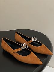 Hermes Kelly Ballet Flat Suede Brown - 1