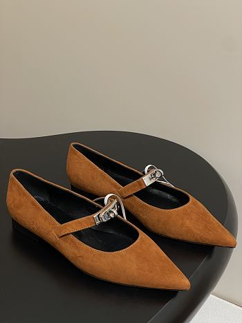 Hermes Kelly Ballet Flat Suede Brown