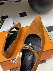 Hermes Kelly Ballet Flat Suede Brown - 6